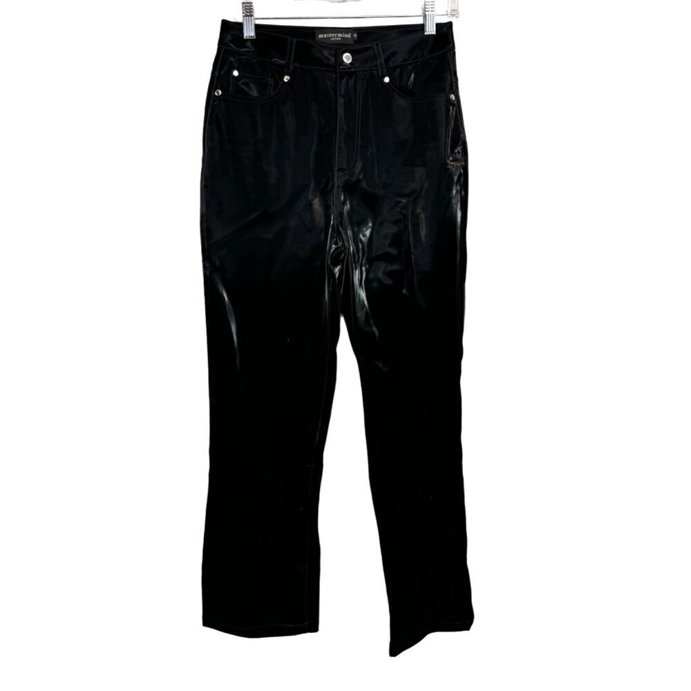 Mastermind Japan Size M 28X29 Shiny Black Pants Faux Leather